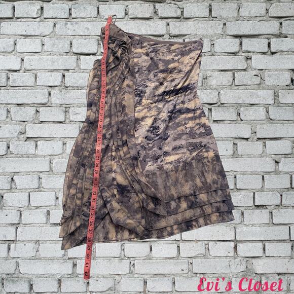 NWT Max Azria Women's One Strap Ruffled Mini Dress Grey/Blue. 100% Silk. Size  L - Picture 8 of 9